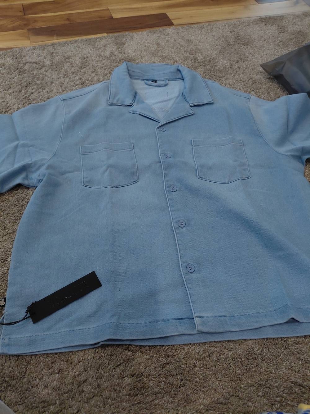 Nance Light Blue Button-Up Camp Collar Shirt